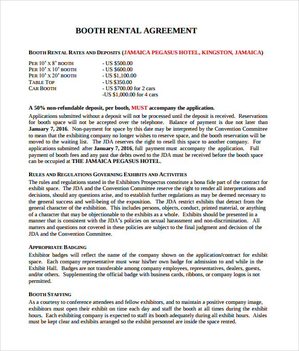 booth rental agreement pdf