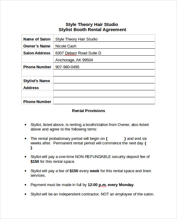 FREE 6 Booth Rental Agreement Templates In PDF MS Word Google Docs 