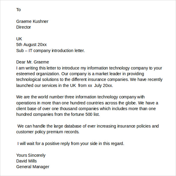 it company introduction letter
