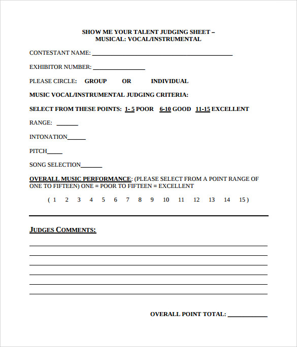 2022 Talent Show Score Sheet Fillable Printable Pdf And Forms Handypdf