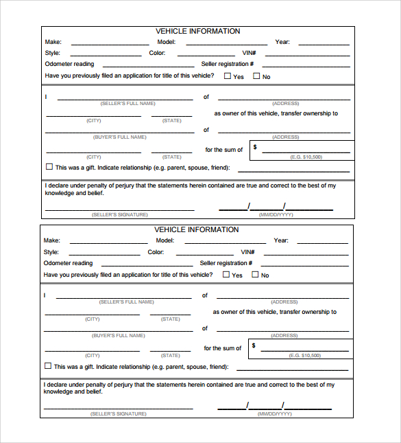 car bill of sale ga template