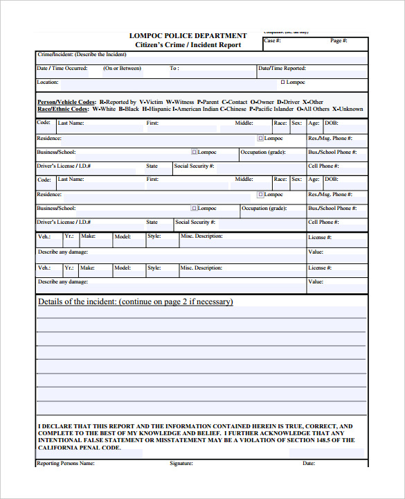 FREE 11+ Sample Crime Reports in PDF, Word