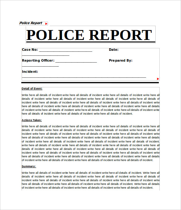 crime report template to print