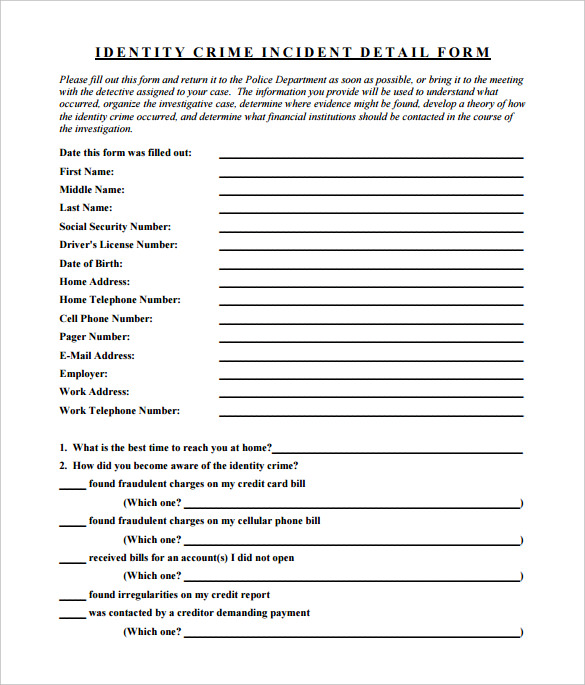 easy crime report template to download