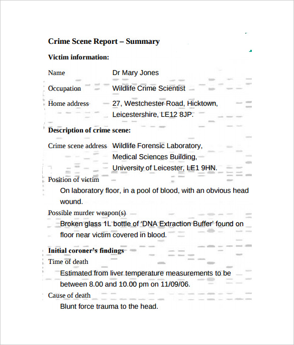 Crime Scene Report Template