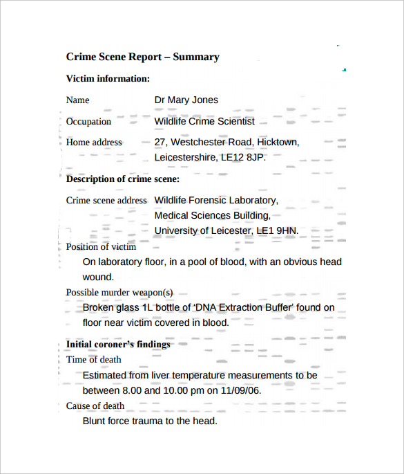 Police Report Template Free Business Templates
