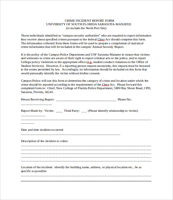 FREE 11 Sample Crime Reports In PDF Word