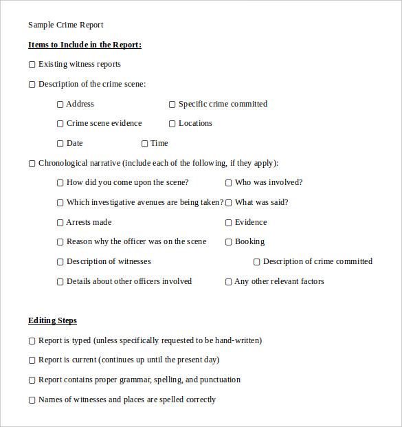 Crime Scene Report Template