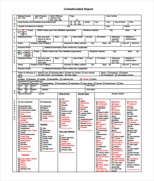 Police Report Template Free Business Templates