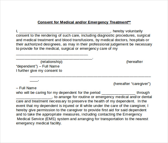 9 medical procedure letter Medical  Free Consent Sample  5  Child Form Download