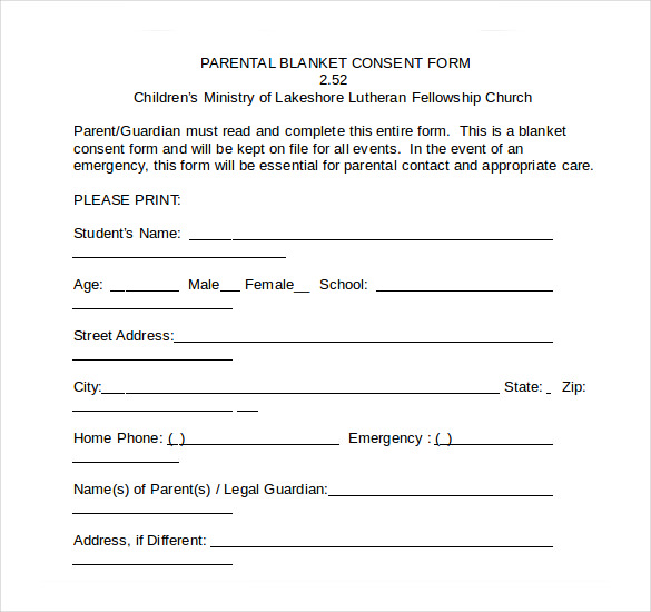 free download child medical consent form