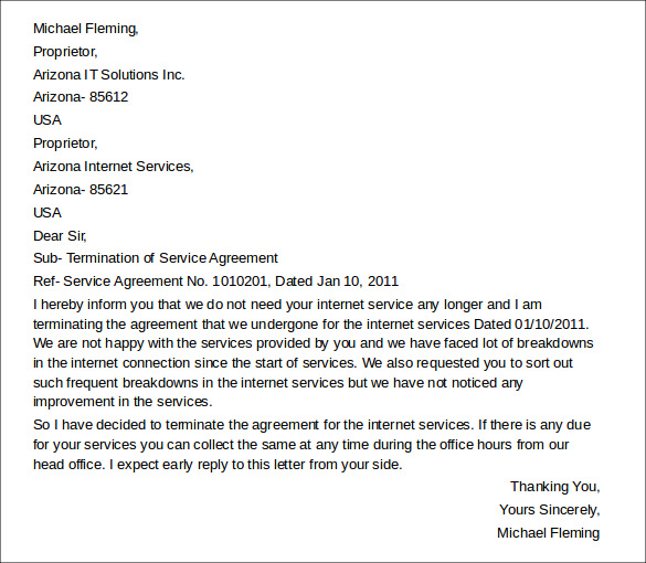 11+ Termination of Services Letters - DOC, Apple Pages 