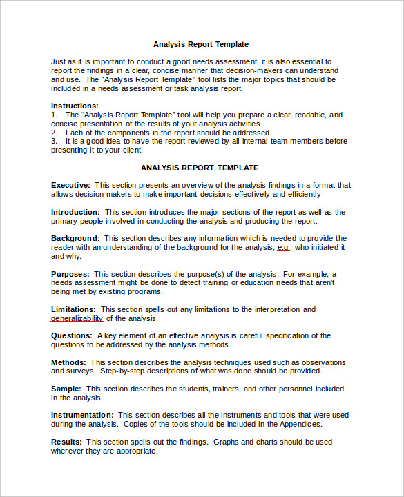 simple data analysis report template