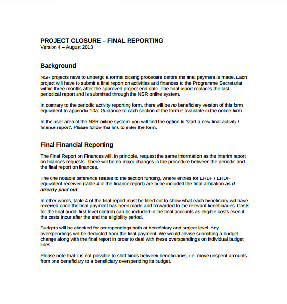 free download pdf project closure report template