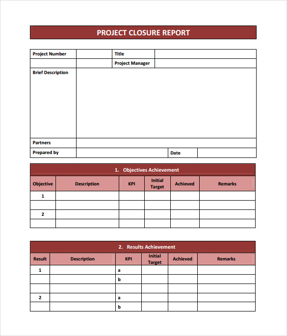 Construction Project Closure Report Template