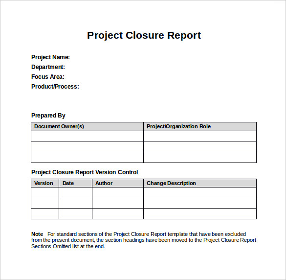 sample project closure report template