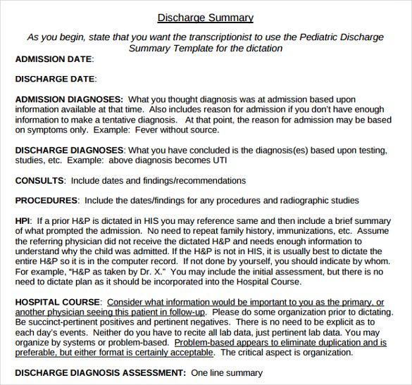 FREE 18  Sample Discharge Summary Templates in Word PDF