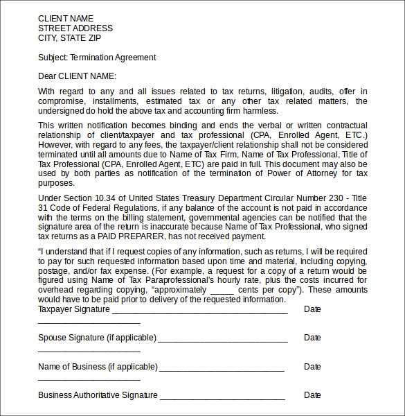 Free 4 Client Termination Letter Templates In Ms Word Pdf