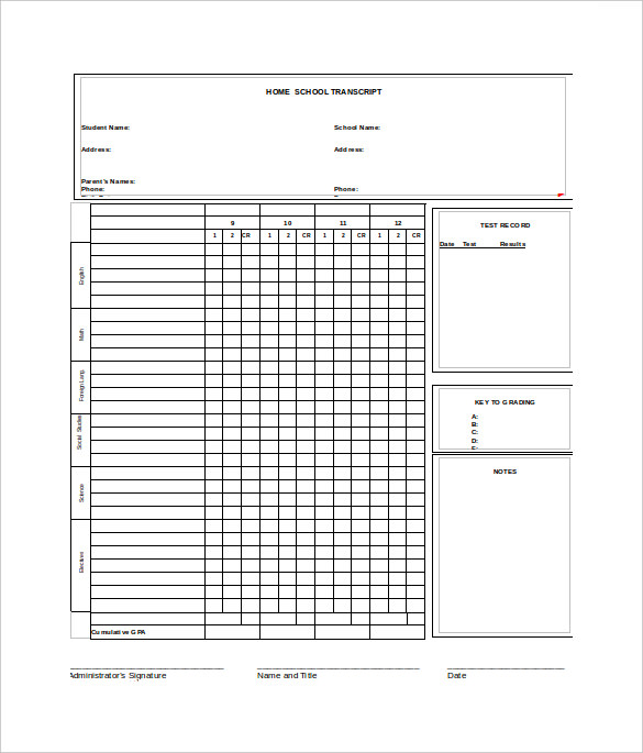 printable homeschool report card template