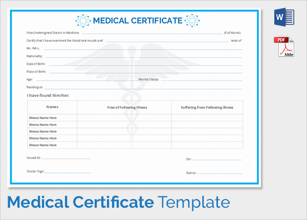confirmatory medical certificate template