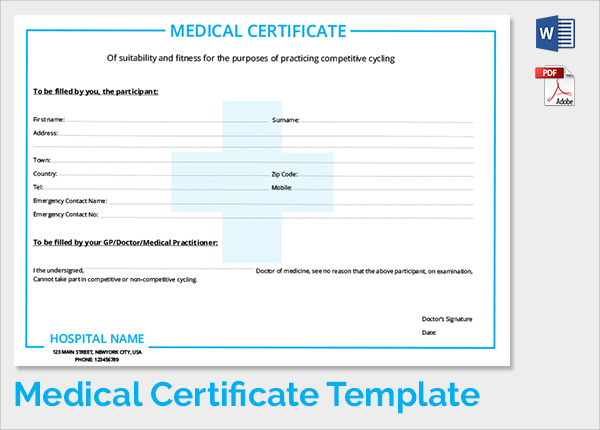 free medical certificate template