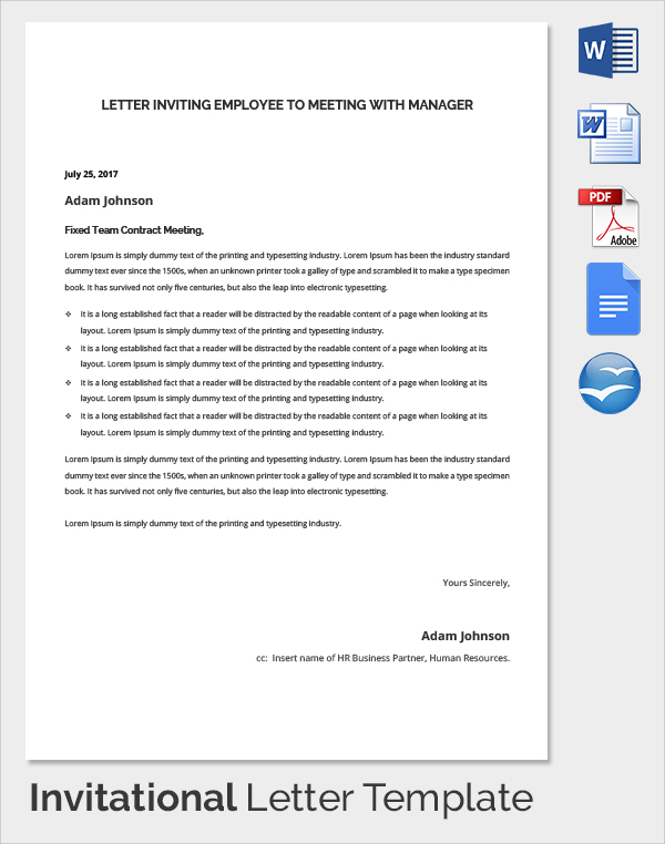 letter meeting invitation attend Invitation Templates Letters  Sample 18