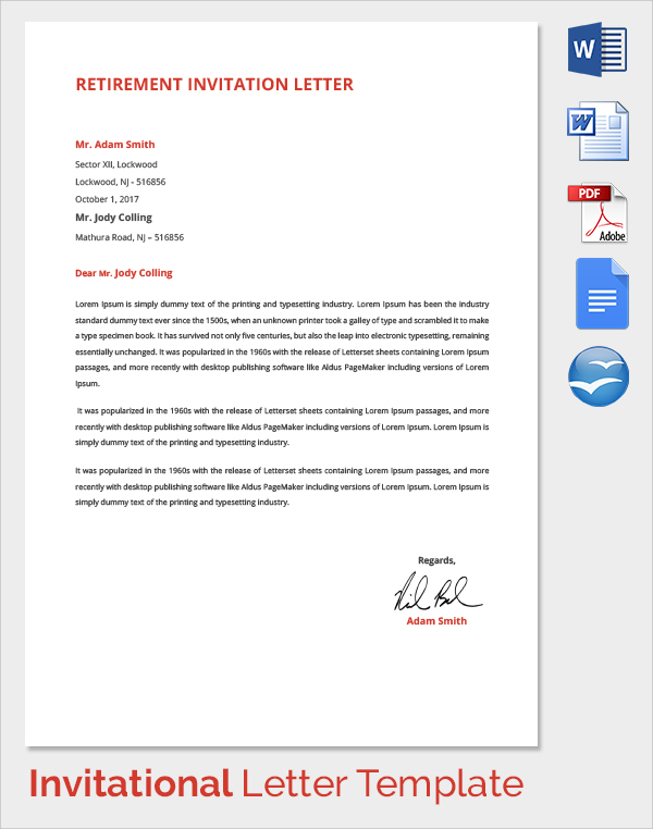 FREE 19 Sample Invitation Letter Templates in PDF MS 