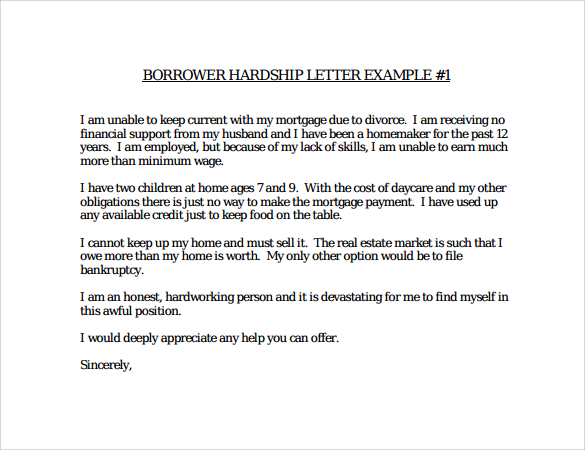print hardship letter template