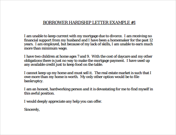 9 Financial Hardship Letter Templates Download For Free 