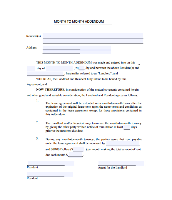 11 lease extension agreements sample example format