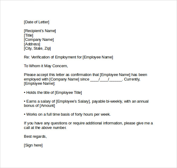 download employment verification letter