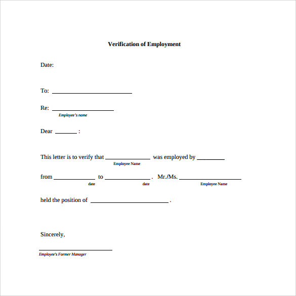 Free Printable Employment Verification Form