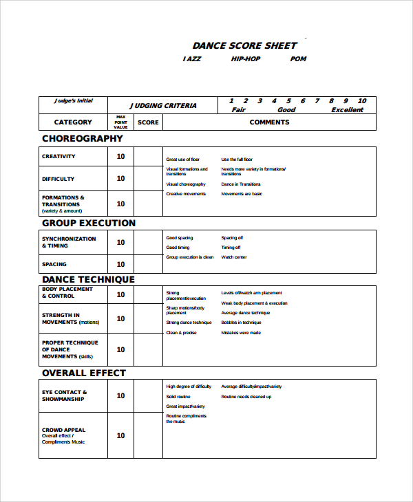 FREE 10 Sample Interview Score Sheet Templates In PDF MS Word Excel