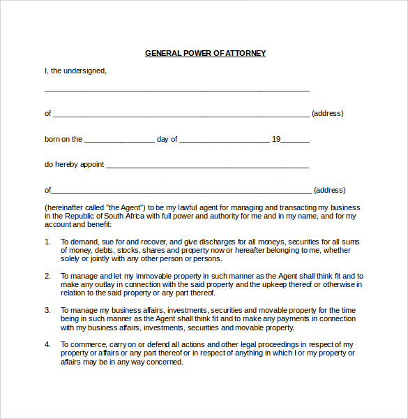 general power of attorney form document