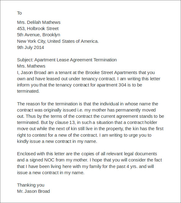 apartment tenancy agreement termination