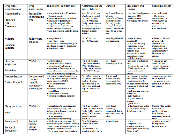 Printable Prescription Drug Classification Chart