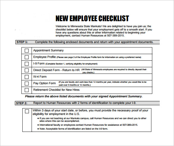 new employee checklist