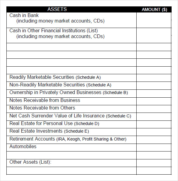 personal financial summary pdf