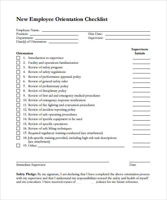 FREE 16 New Hire Checklist Samples In PDF Google Docs Excel Pages