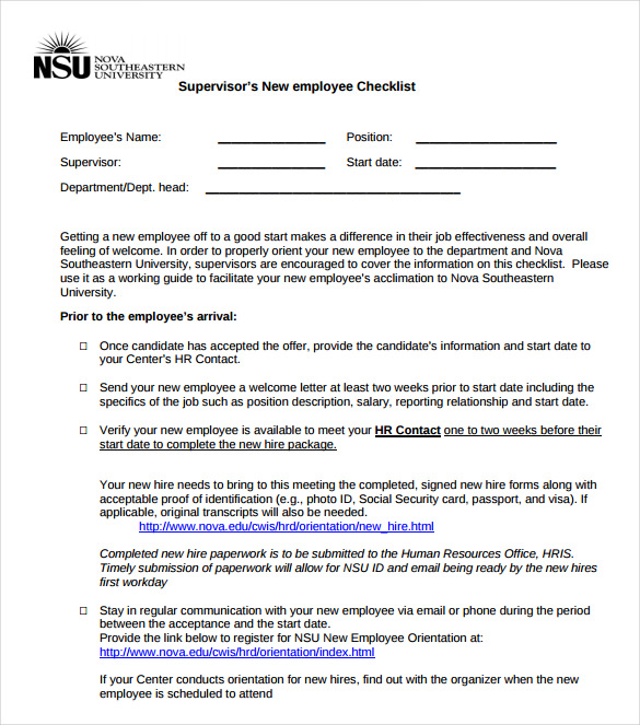 supervisors employee checklist pdf format download