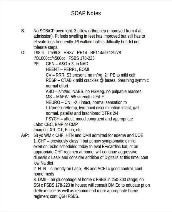 free download of soap note example