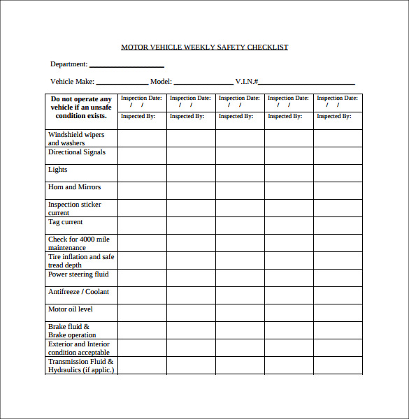 Free 11 Weekly Checklist Templates In Pdf Ms Word Excel