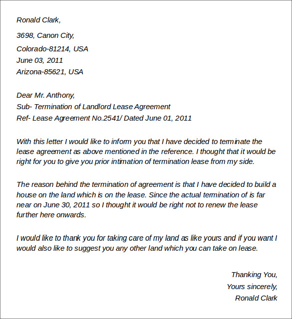 termination of landlord lease agreement