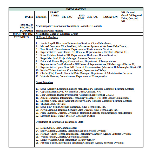 FREE 11+ Sample Meeting Summary Templates in PDF MS Word