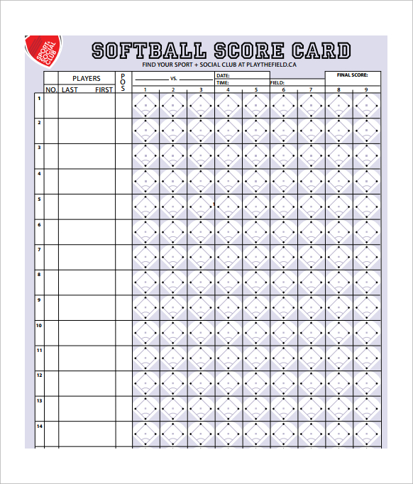 Softball Score Sheet Free Printable Word 2126