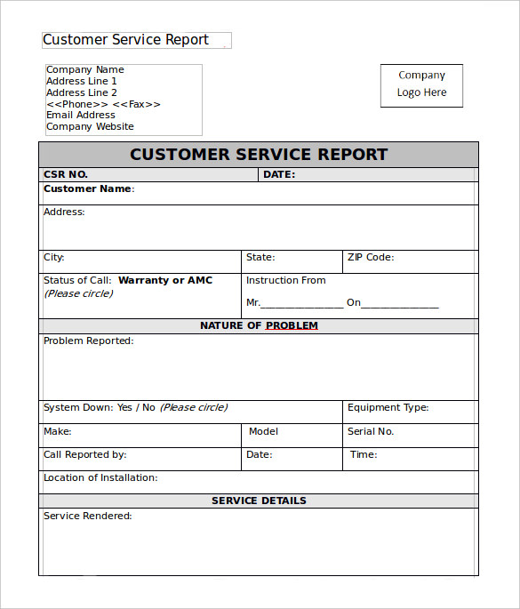 how to write a company service report