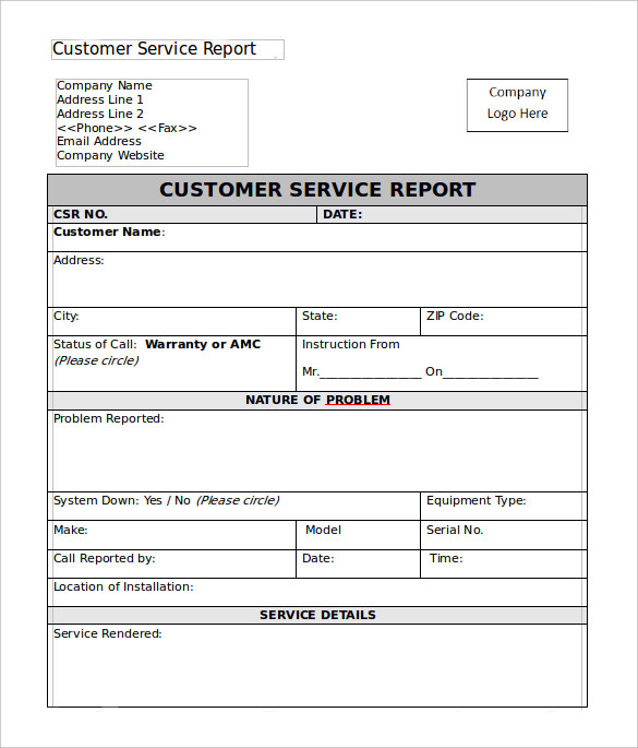 Free Service Report Template FREE PRINTABLE TEMPLATES