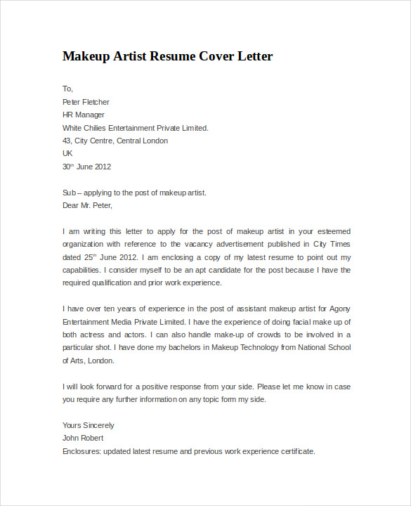 Resume Cover Letter Example - 8+ Download Documents in PDF 