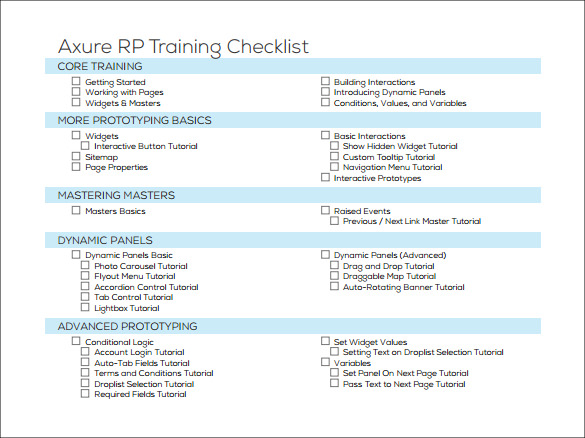 best training checklist