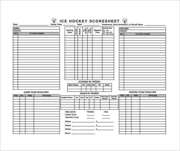 FREE 10+ Hockey Score Sheet Templates in Google Docs | MS ...
